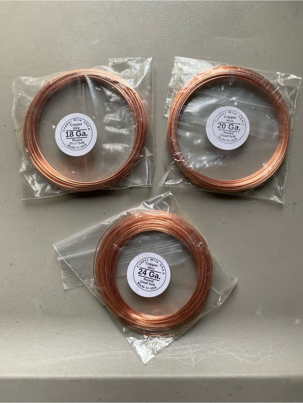 Copper Craft Wire Trio - 18, 20, 24 Gauge - Copper Color